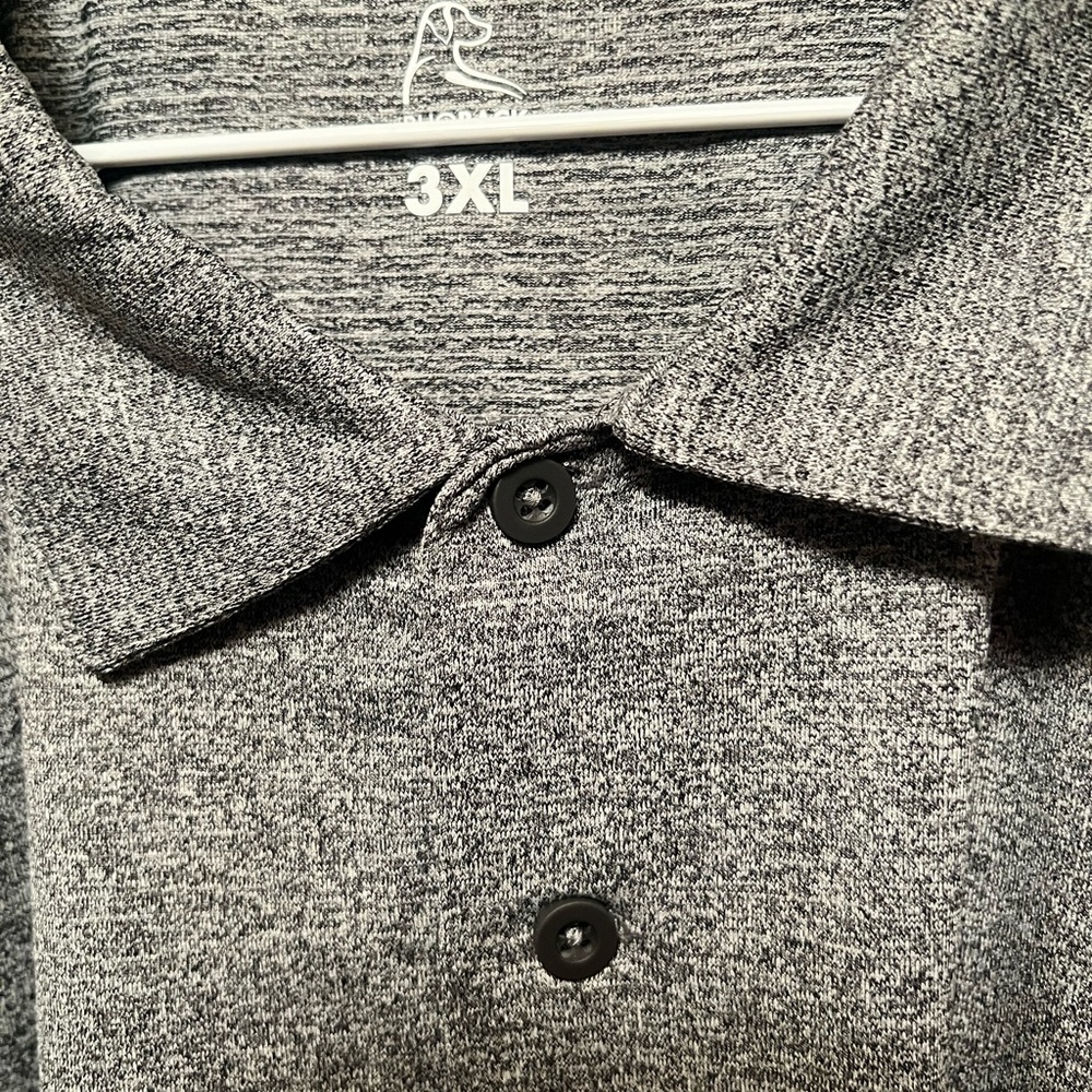 Rhoback Blitz Tech  Heather Gray polo button Down Shirt